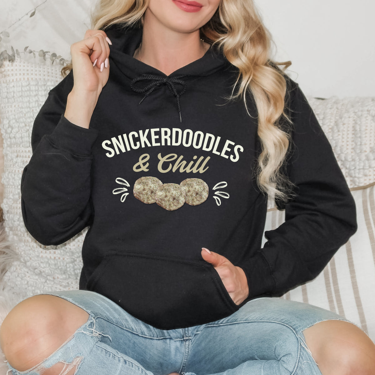 Snickerdoodles & Chill Holiday Cookies Shirt | Black Hoodie