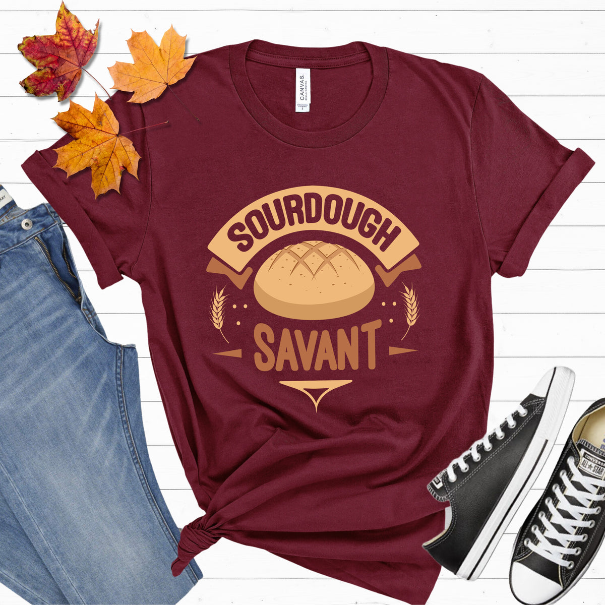 Sourdough Starter Savant Bread Baker Shirt  | Maroon Unisex Jersey T-shirt