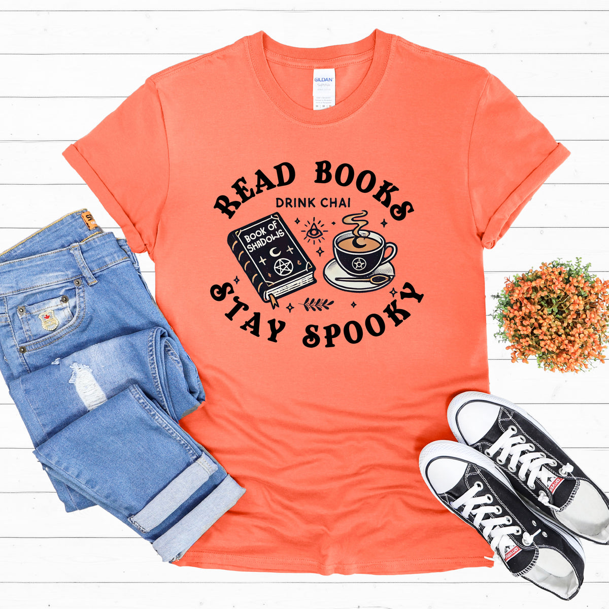 Read Books Drink Chai Be Spooky Vibes Shirt