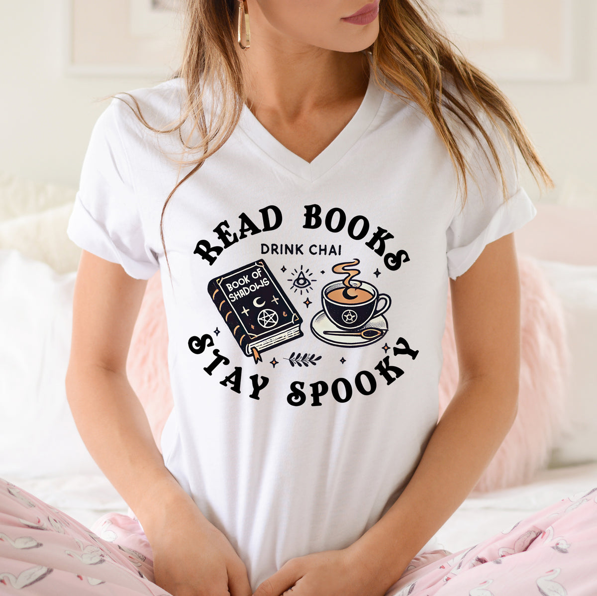 Read Books Drink Chai Be Spooky Vibes Shirt