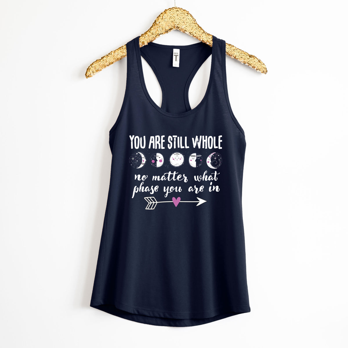 Still Whole Moon Phases Aesthetic Shirt | Navy Racerback Tank Top