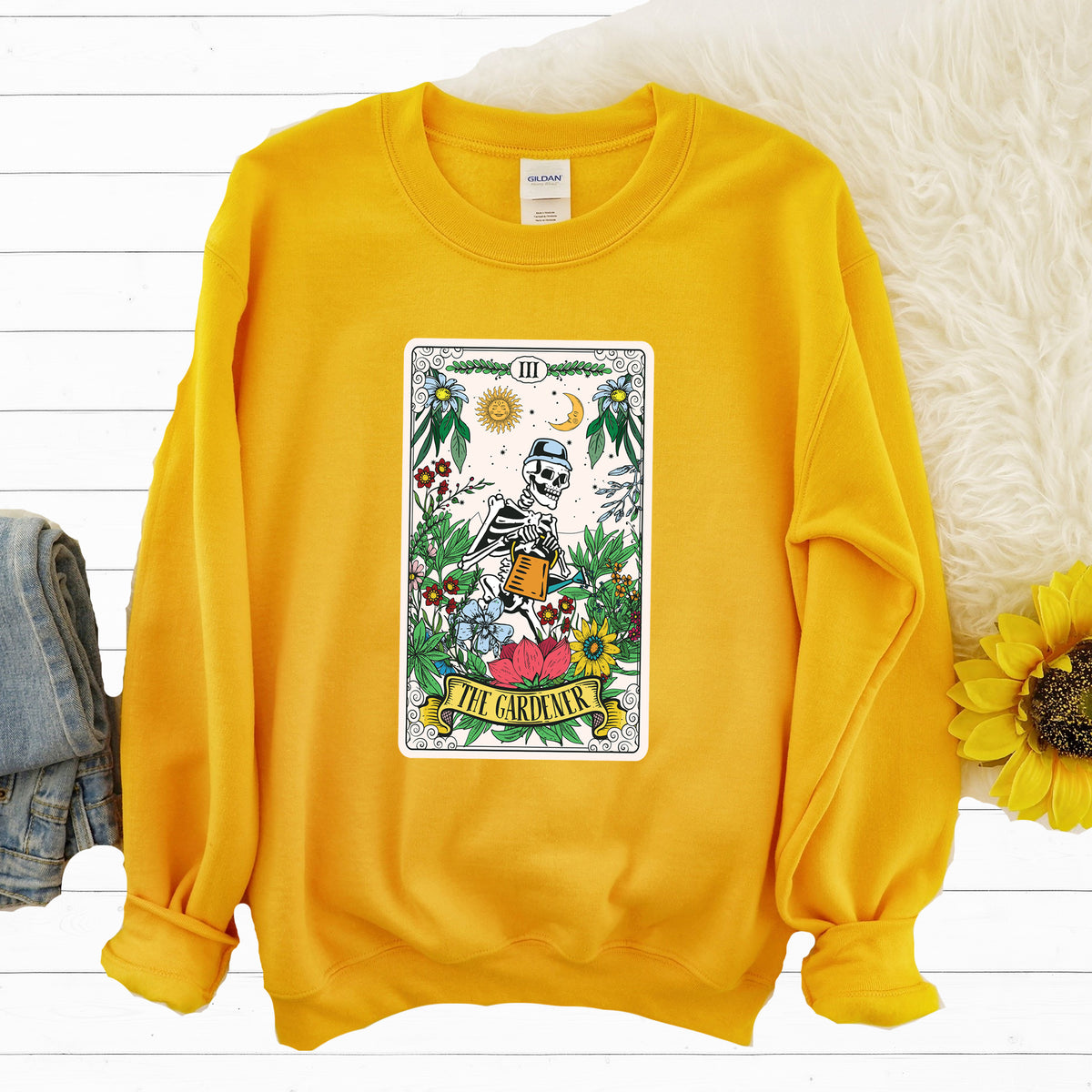 The Gardener Tarot Card Gardening Shirt  | Gold Sweatshirt