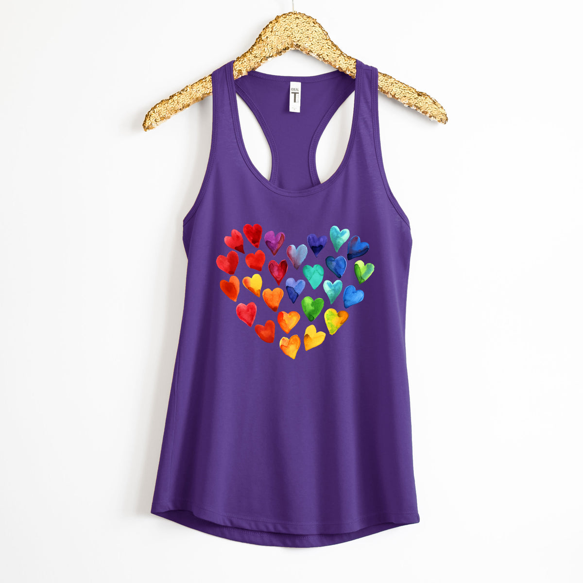 Watercolor Art Hearts Love Aesthetic Shirt | Purple Racerback Tank Top