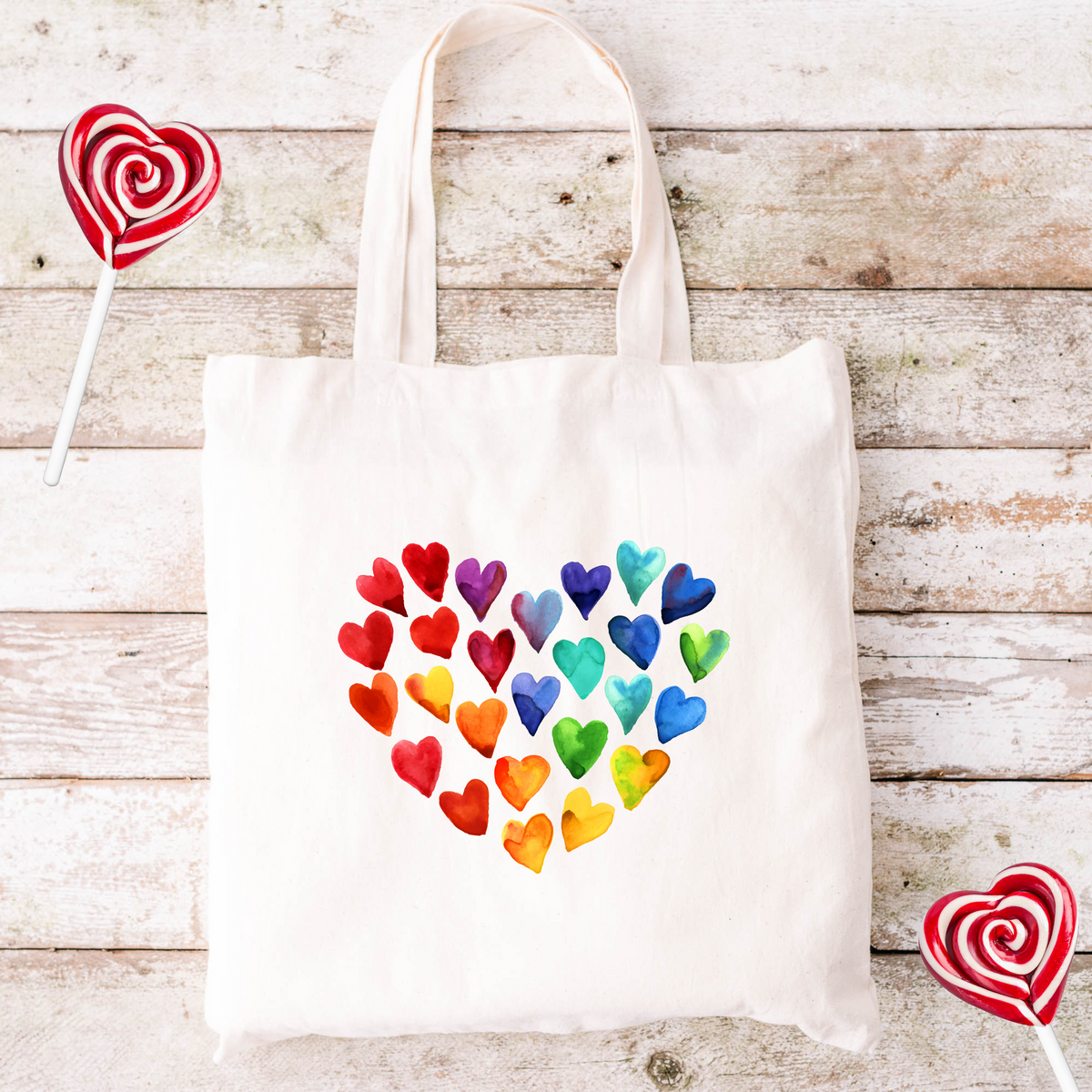 Watercolor Art Hearts Love Tote Bag 