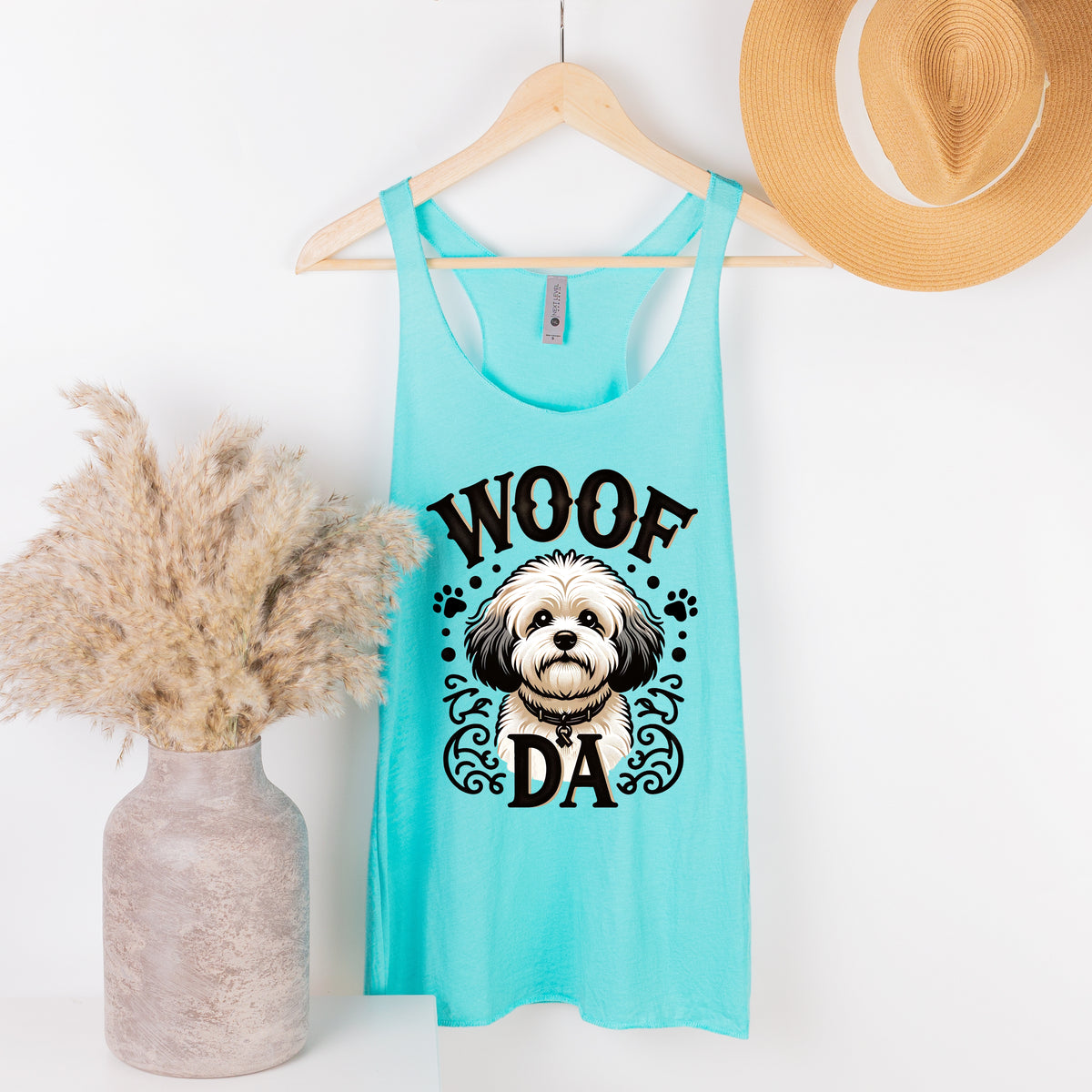 Woof Da Minnesota Dog Lover Shirt | Tropical Blue Women's Racerback Tank Top