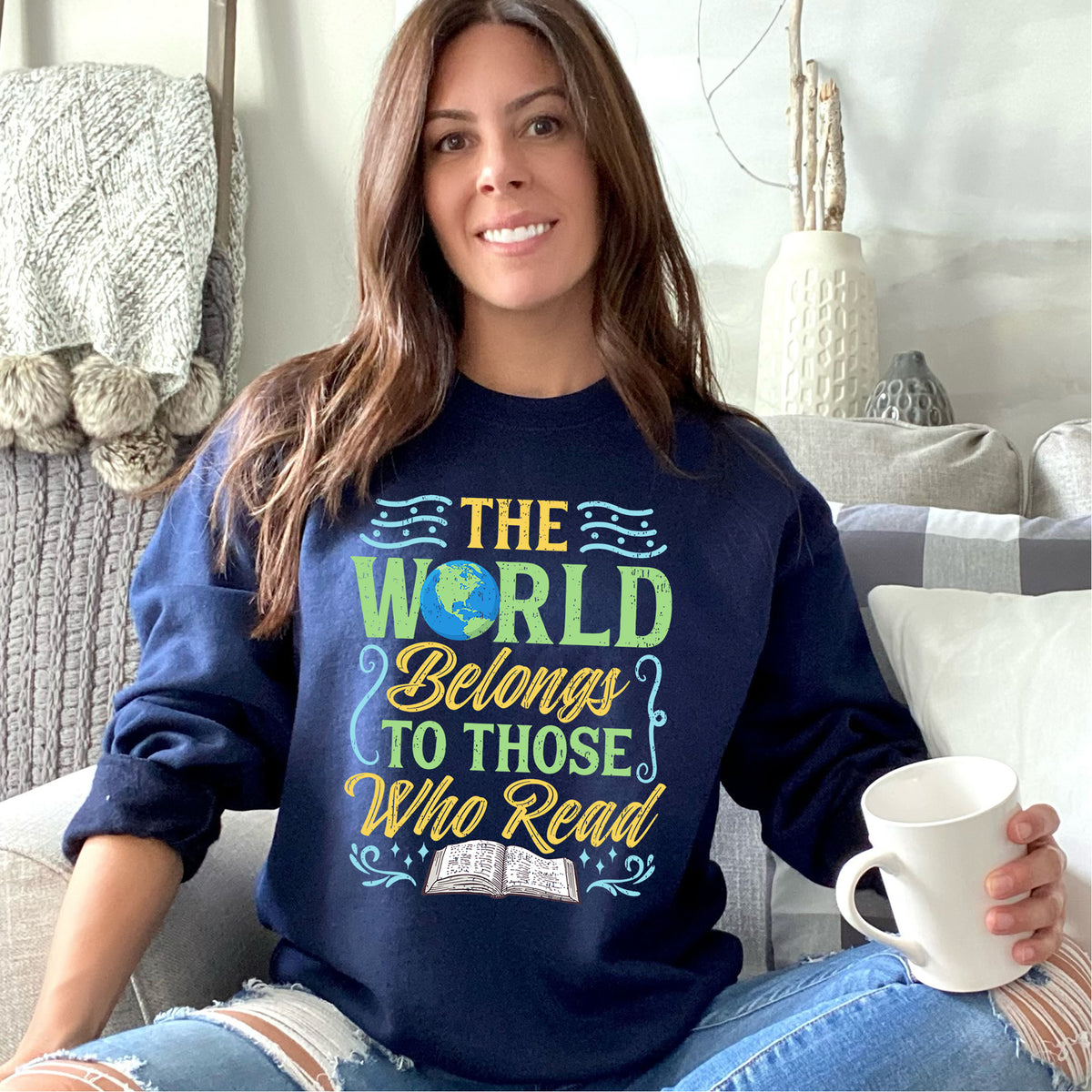 World Reading Book Lover Bookish Shirt | Navy Sweatshirt