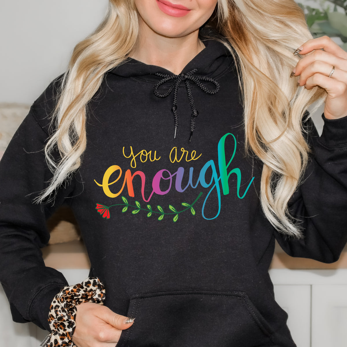You Are Enough Girl Power Psychology Shirt | Black Hoodie