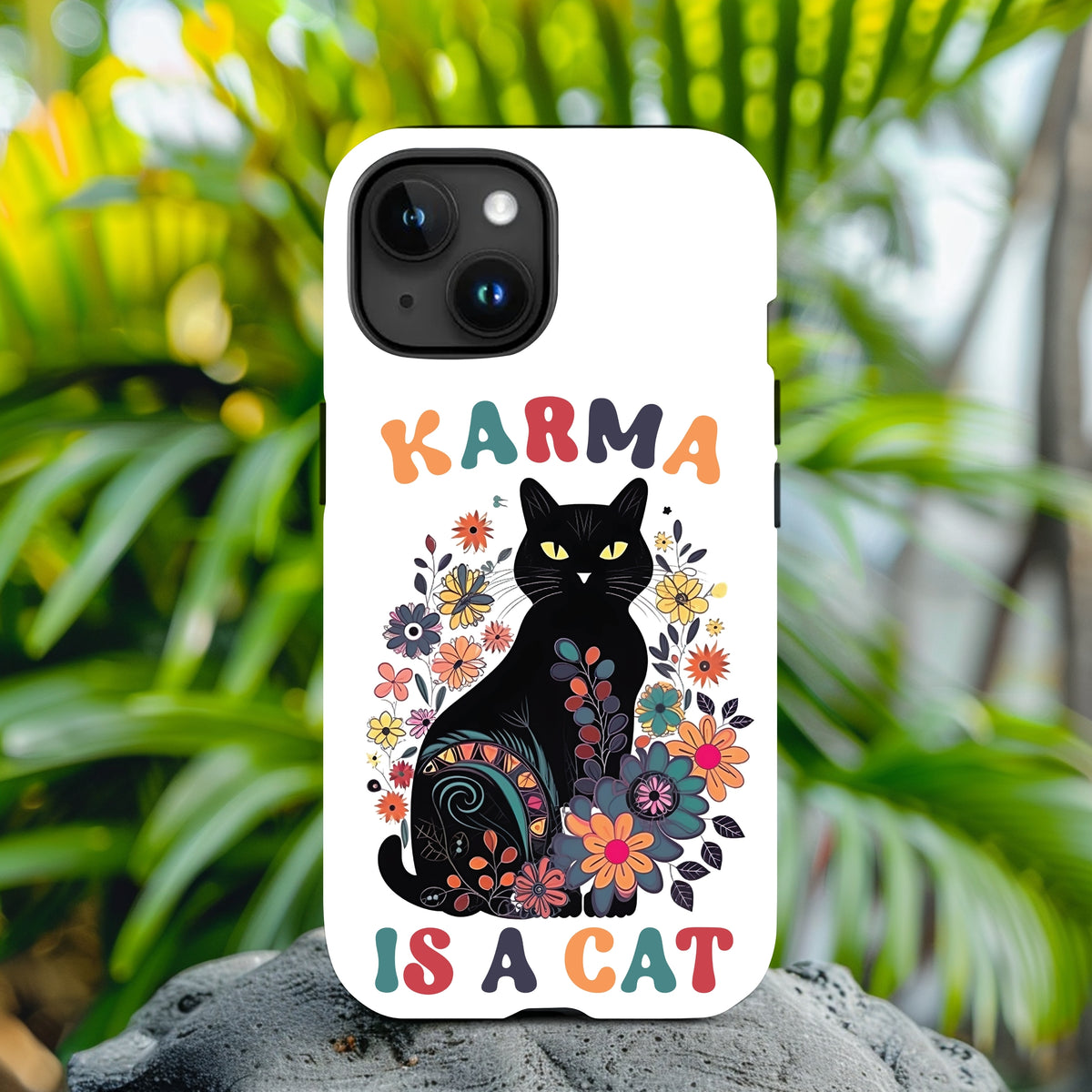 Karma Is A Cat iPhone Case | iPhone 15 14 13 12 11 Phone Case