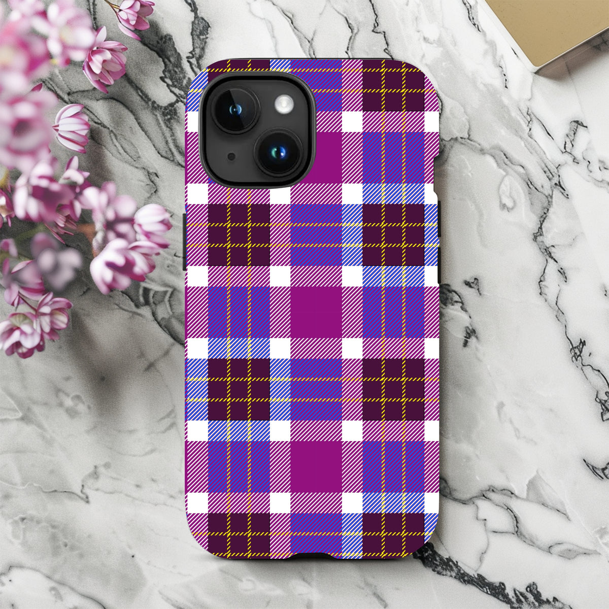 Holiday Purple Plaid iPhone Case | iPhone 15 14 13 12 11 Phone Case 