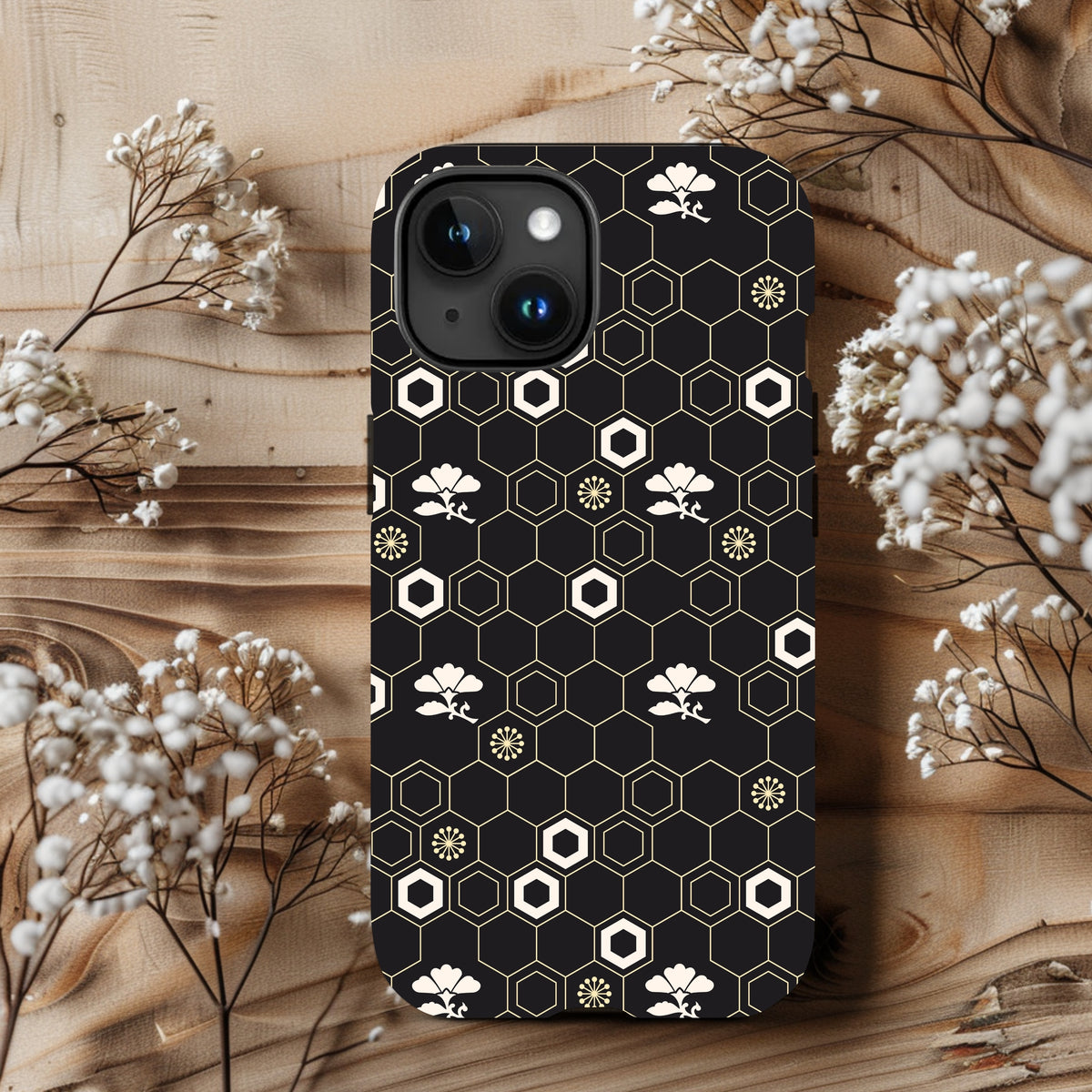 Black Honeycomb Bee iPhone 15  Phone Case 