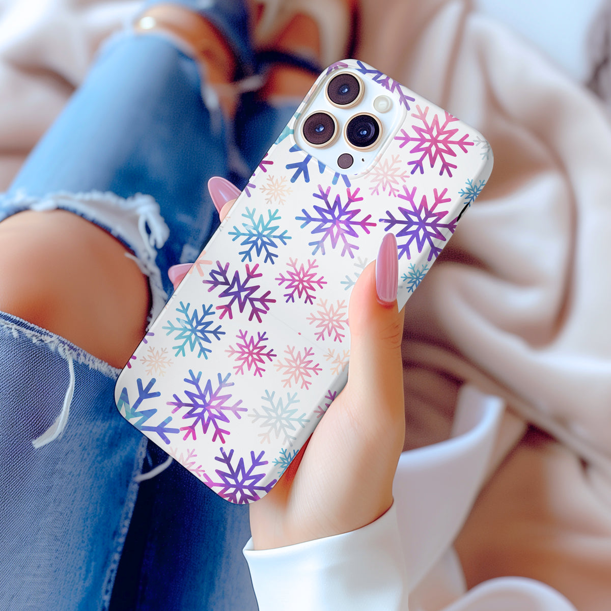 Purple Snowflake iPhone 15 14 13 12 11 Case (all models) 