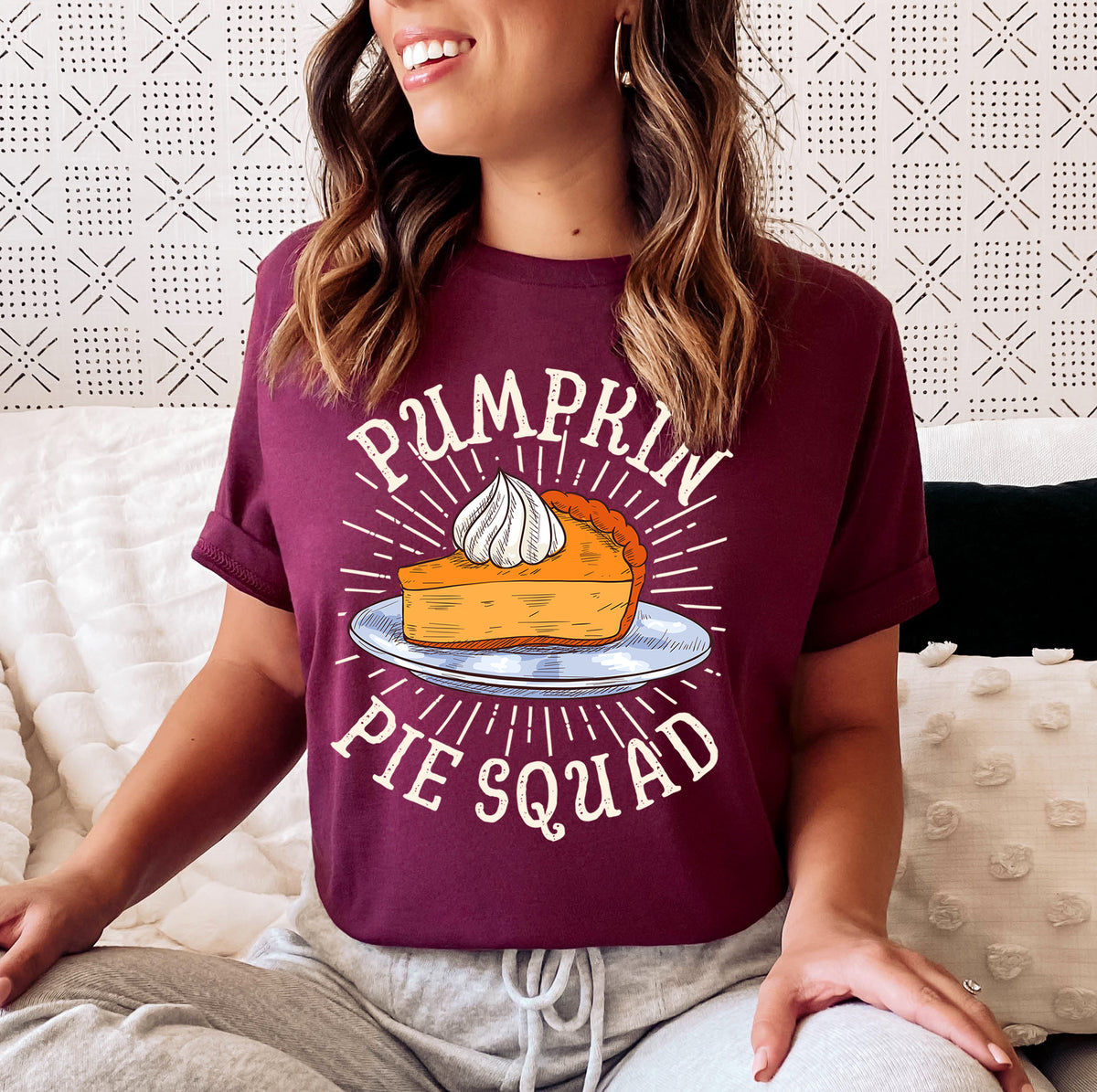Pumpkin Pie Squad Goals Funny Fall Shirt Maroon Tshirt