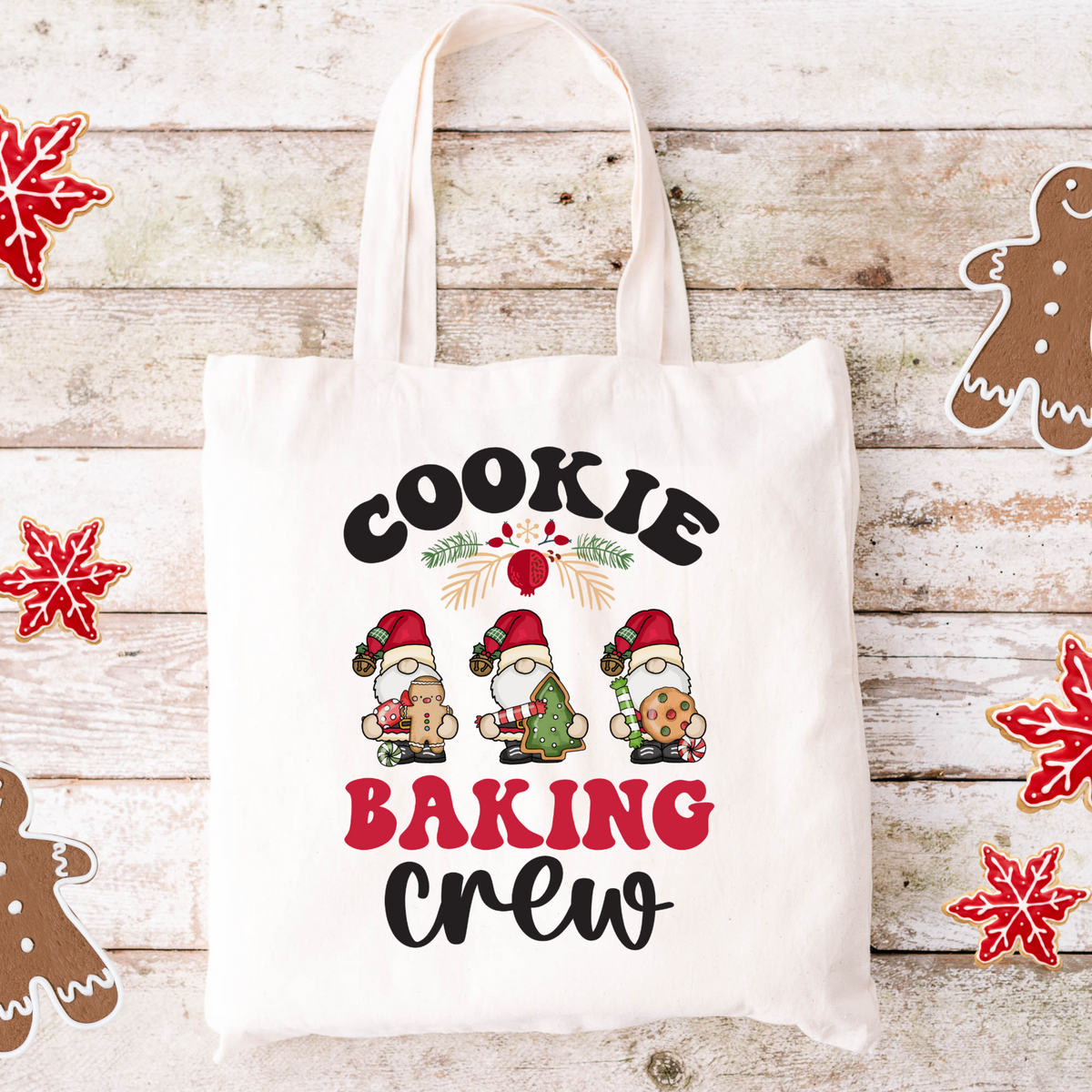 Christmas Cookie Baking Crew Tote Bag | Christmas Tote Bag  | Natural Cotton Tote Bag