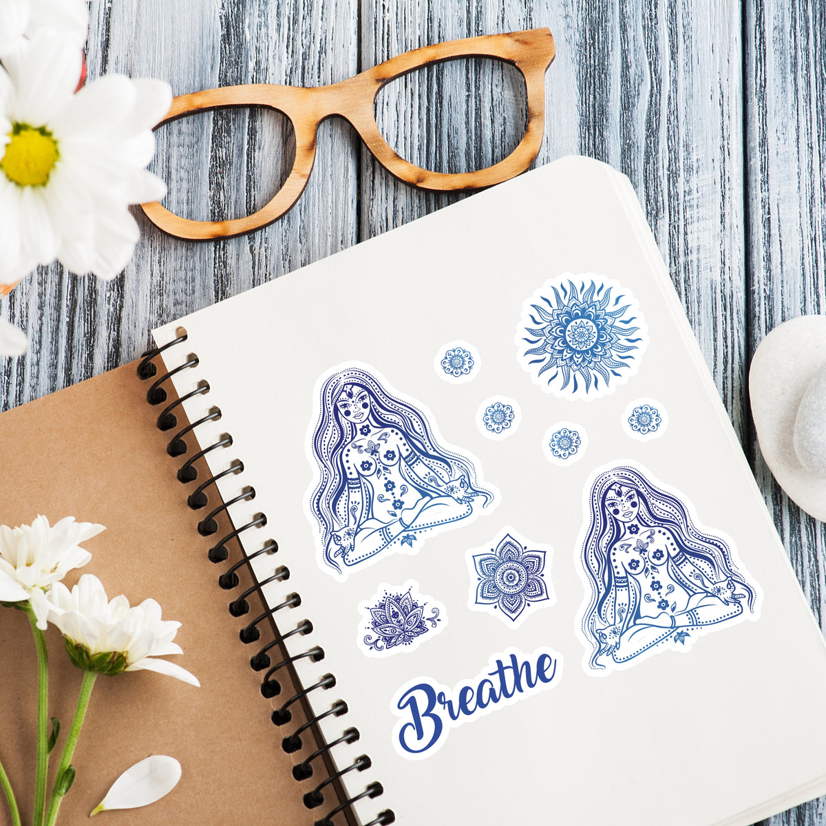 Yoga Breathe Meditation Vinyl Sticker Set | Yoga Lover Gift
