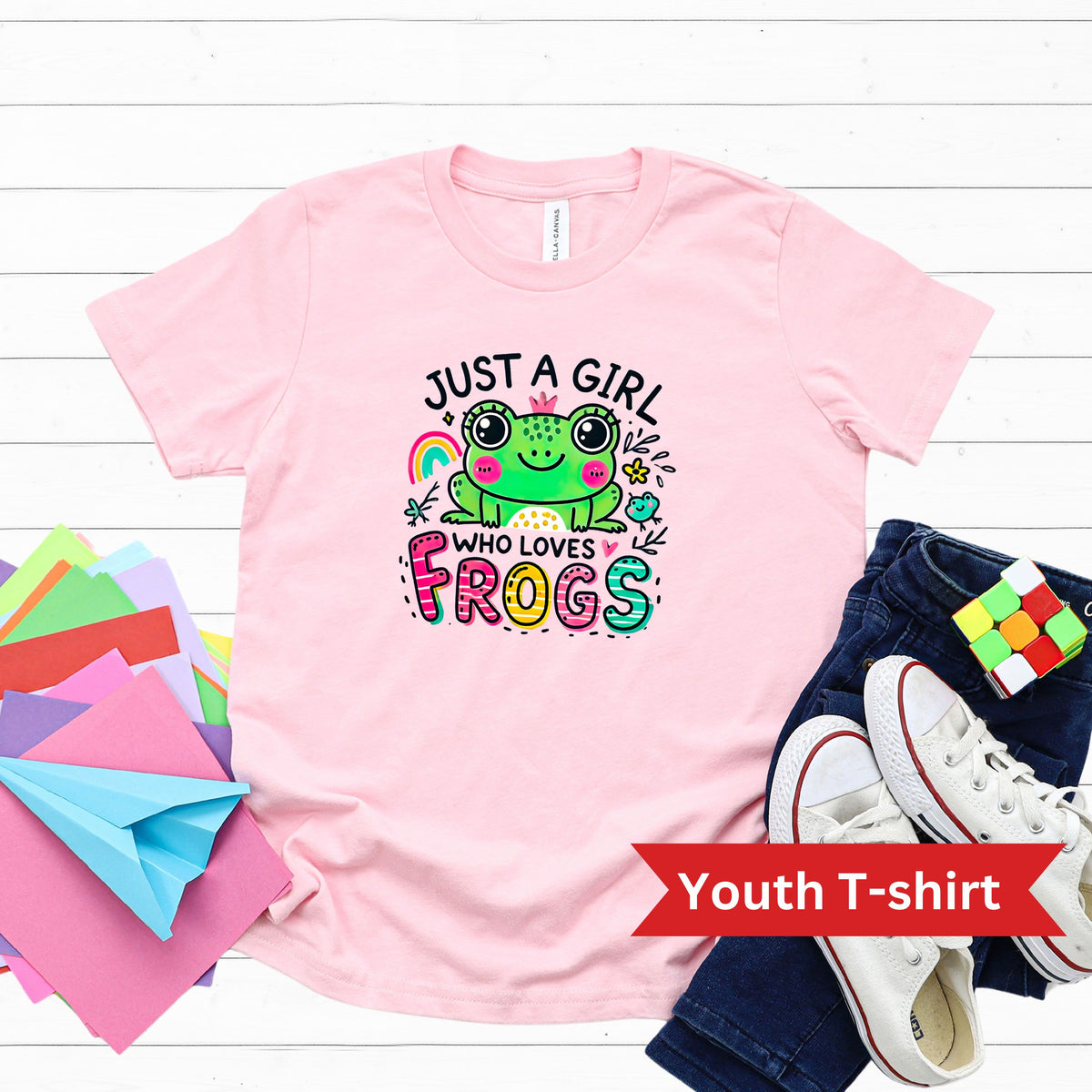 Just A Girl Who Loves Frogs Cute Frog Shirt | Pink Kids T-shirt