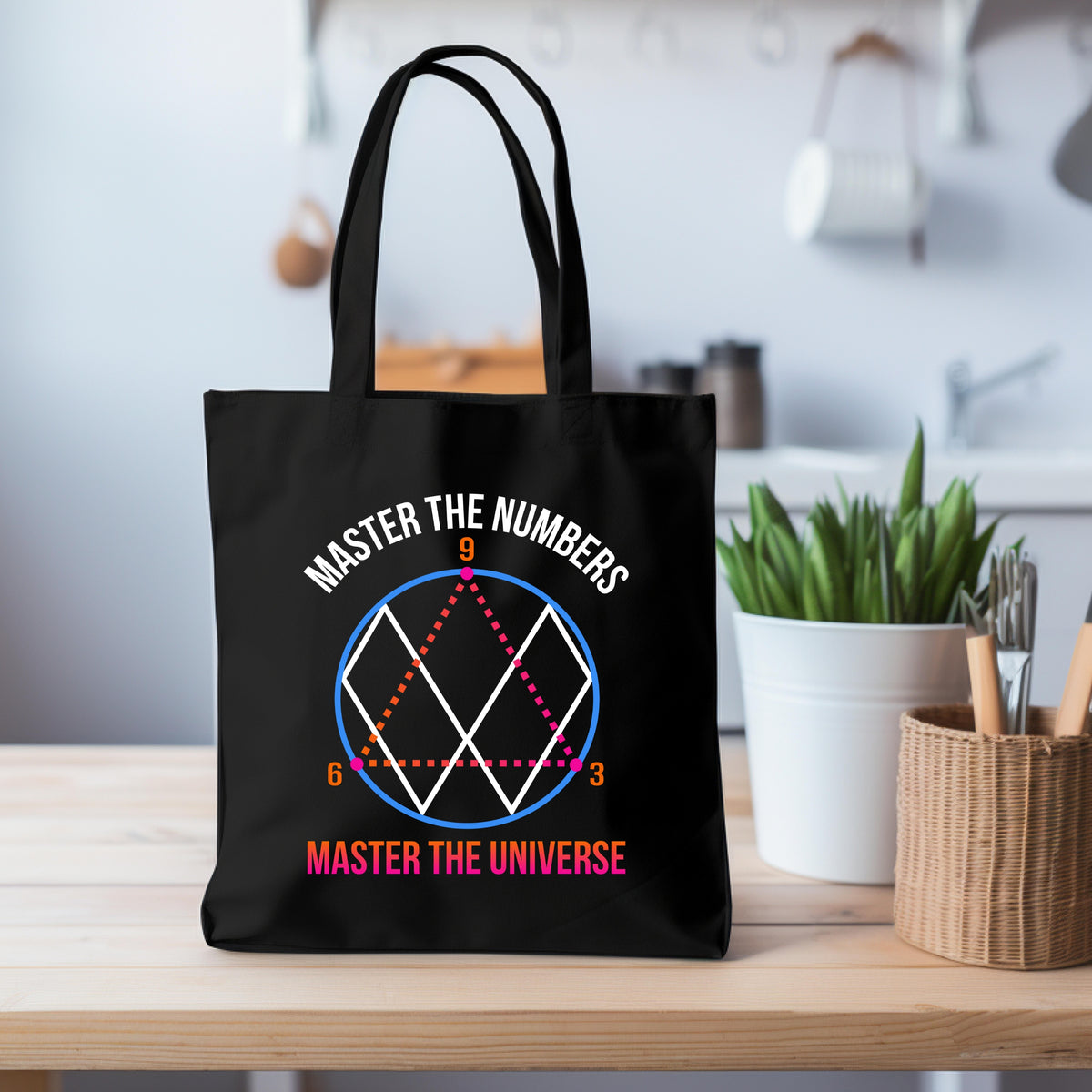 369 Math Theory Manifestation Tote Bag | Black Cotton Canvas Tote Bag