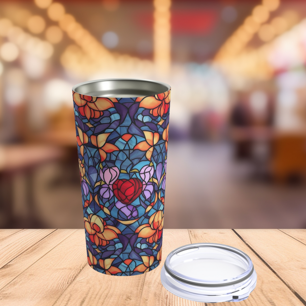 Valentine Heart Stained Glass Print Tumbler