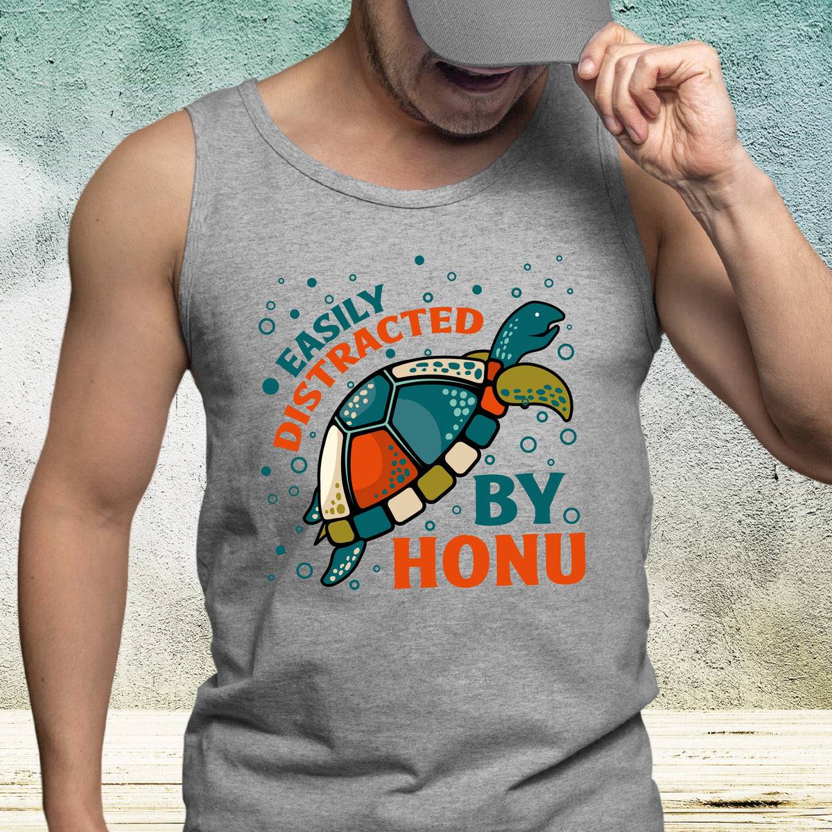 Distracted By Sea Turtles Beach Bum Shirt  | Athletic Heather Unisex Tank Top