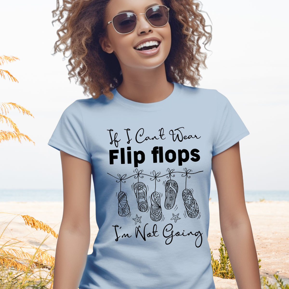 Flip Flops Funny Beach Bum Shirt | Light Blue Women's Soft Style T-shirt