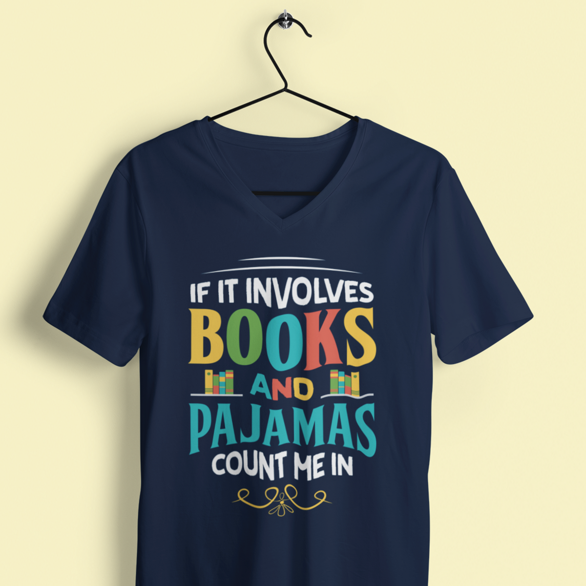 Books Pajamas Funny Book Worm Reading Shirt | Navy Unisex Jersey T-shirt