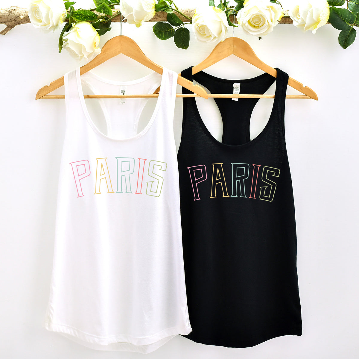 Paris College Style Tank Top | Paris Shirt | Paris Gifts | Black White Racerback Tank Top