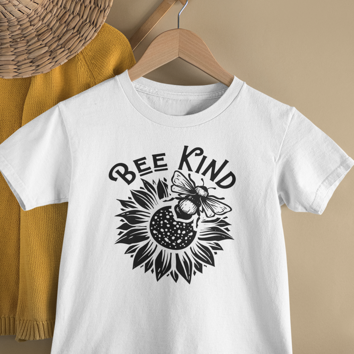 Bee Kind Inspirational Sunflower Shirt | White Youth T-shirt