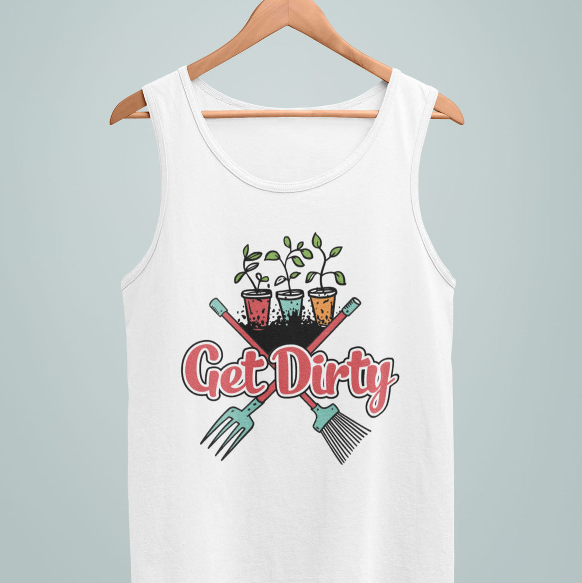 Get Dirty Plant Lady Funny Gardening Shirt | White Unisex Jersey Tank Top