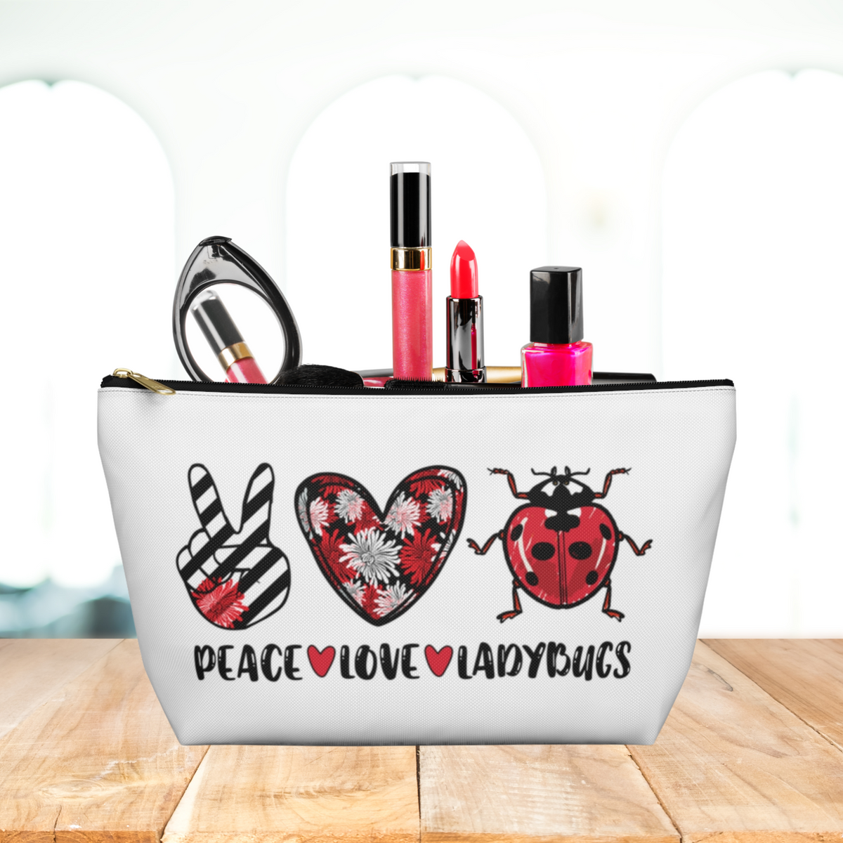 Peace Love Ladybug Gifts, Cute Makeup Bag