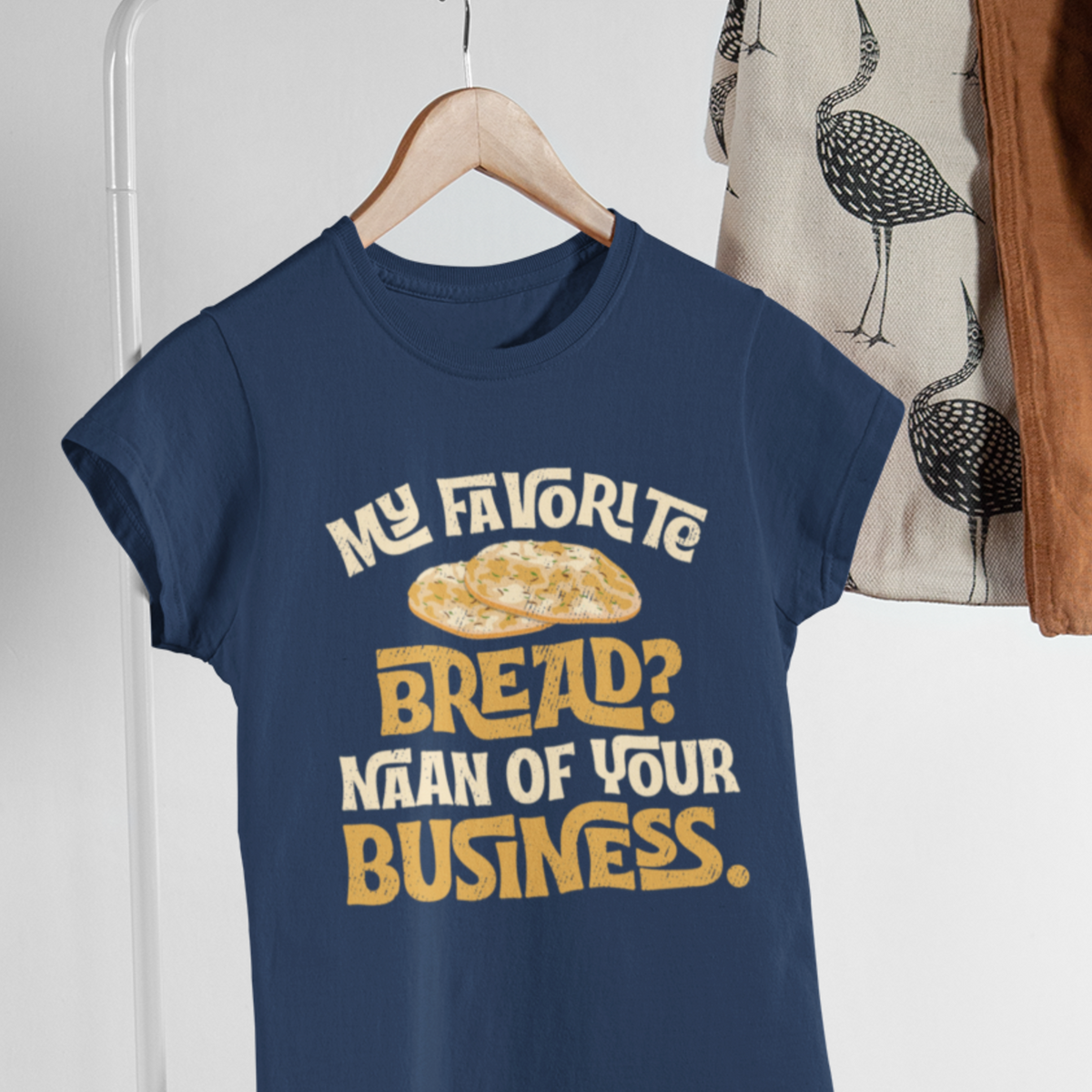 Funny Naan Bread Indian Food Bread Shirt | Navy Blue Women's Soft Style T-shirt