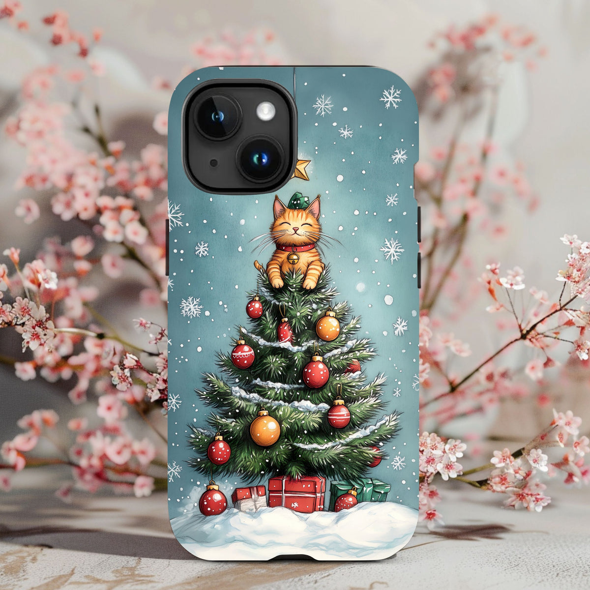 Cute Cat Christmas Tree Phone Case