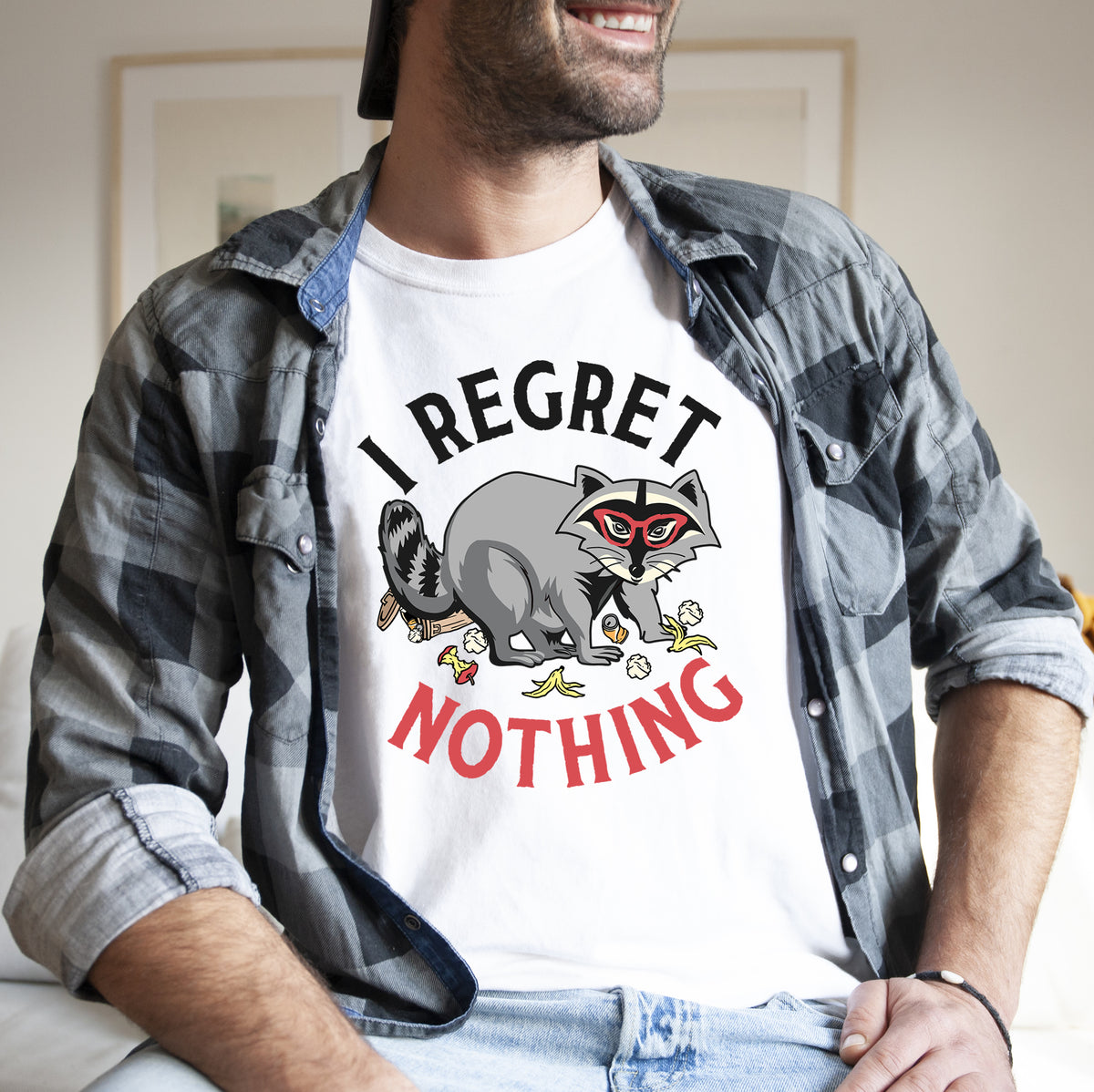 I Regret Nothing Funny Raccoon Shirt | Weird Gifts | Raccoon Gifts | Unisex Jersey T-shirt