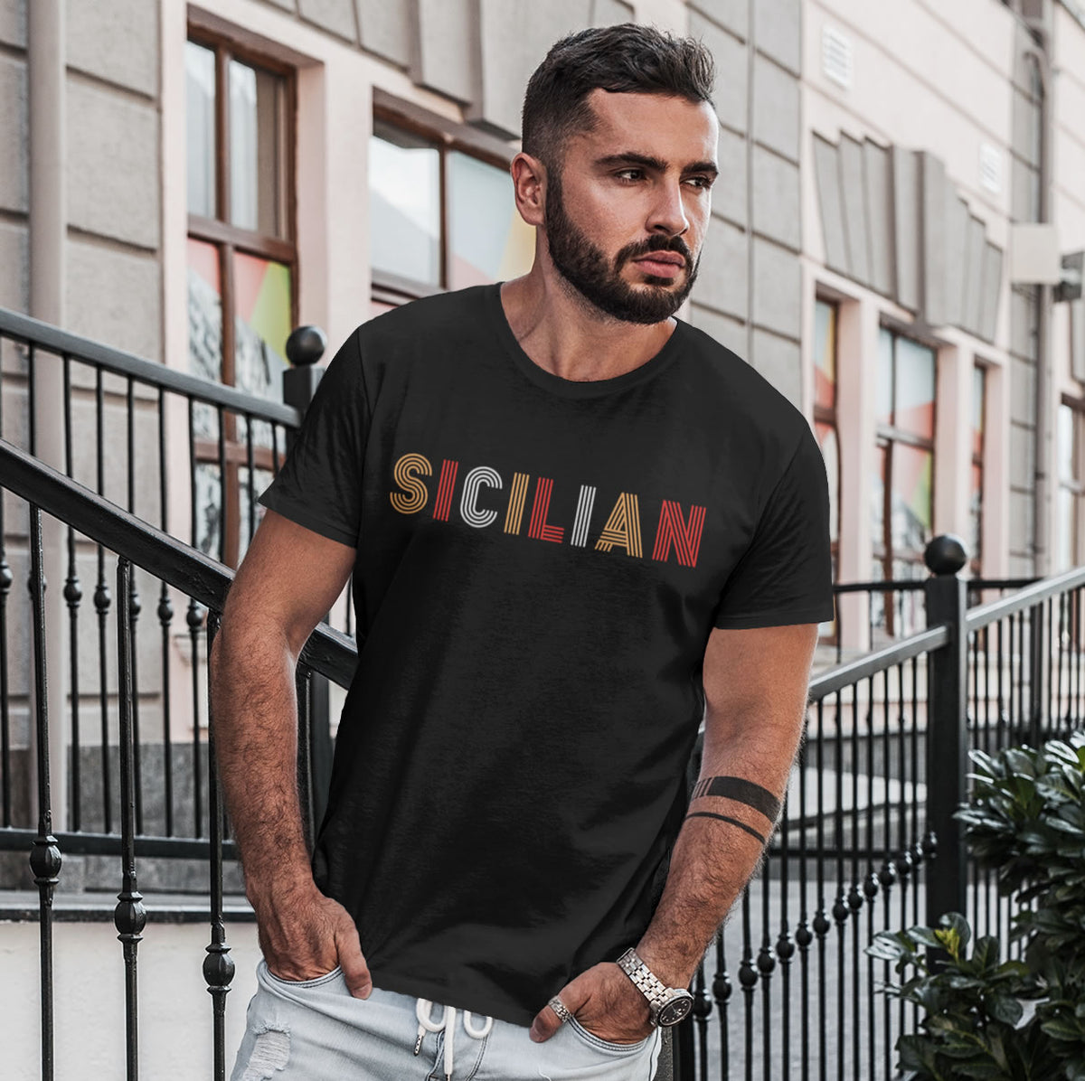 Sicilian Italian Heritage T-shirt | Heather Dark Grey Unisex Jersey T-shirt
