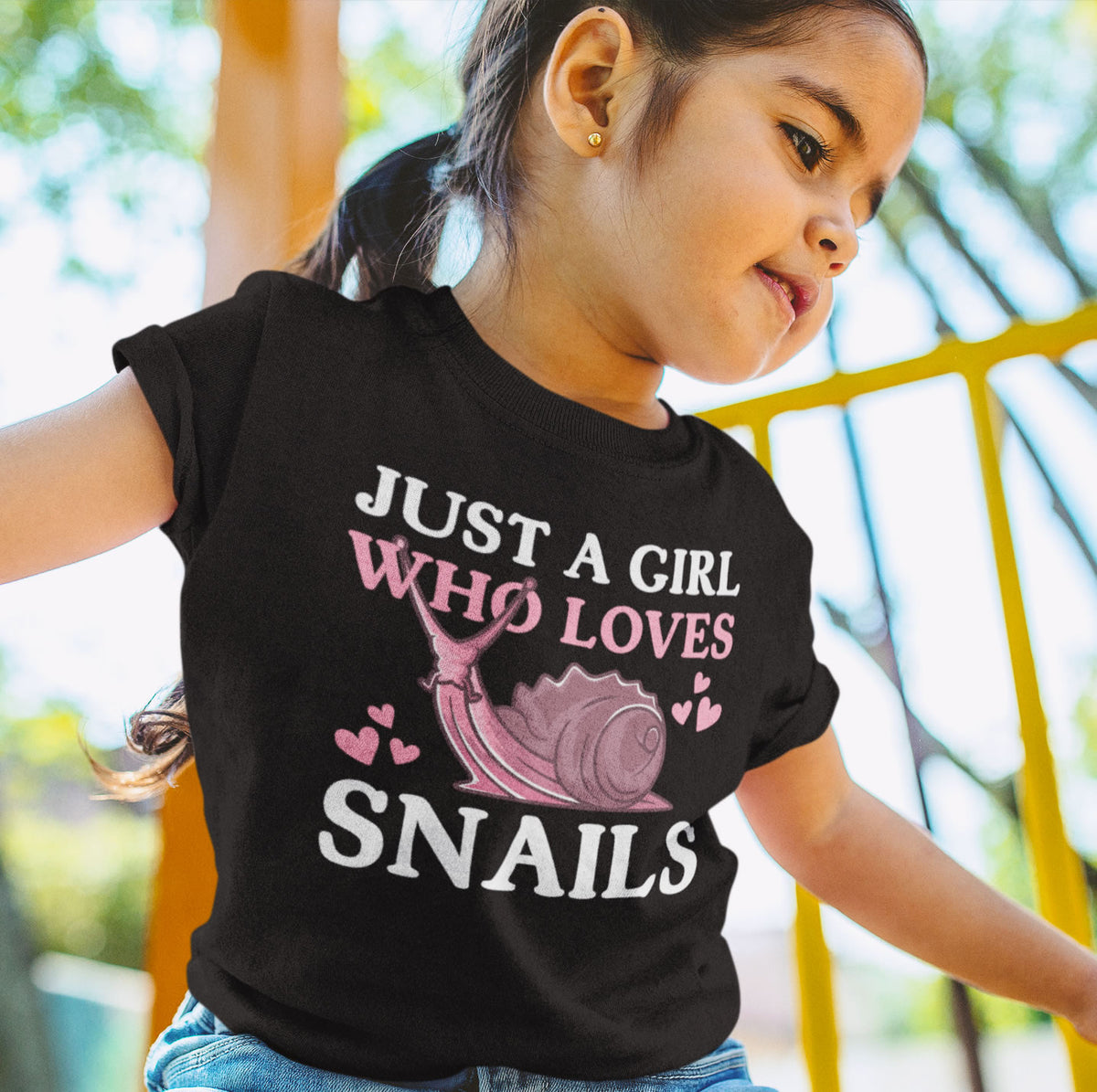 Just a Girl Who Loves Snails Fun Snail Shirt  | Black Youth Jersey T-shirt