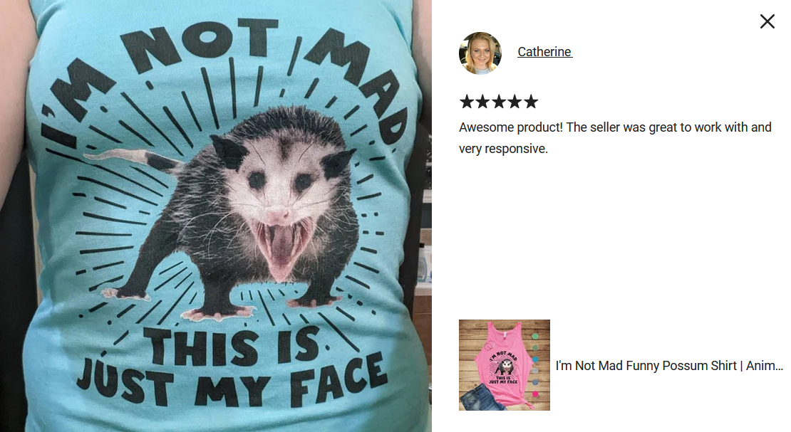 Tahiti Blue unisex jersey tank top featuring a funny hissing possum graphic with the text I'm Not Mad This Is Jus My Face for animal lovers