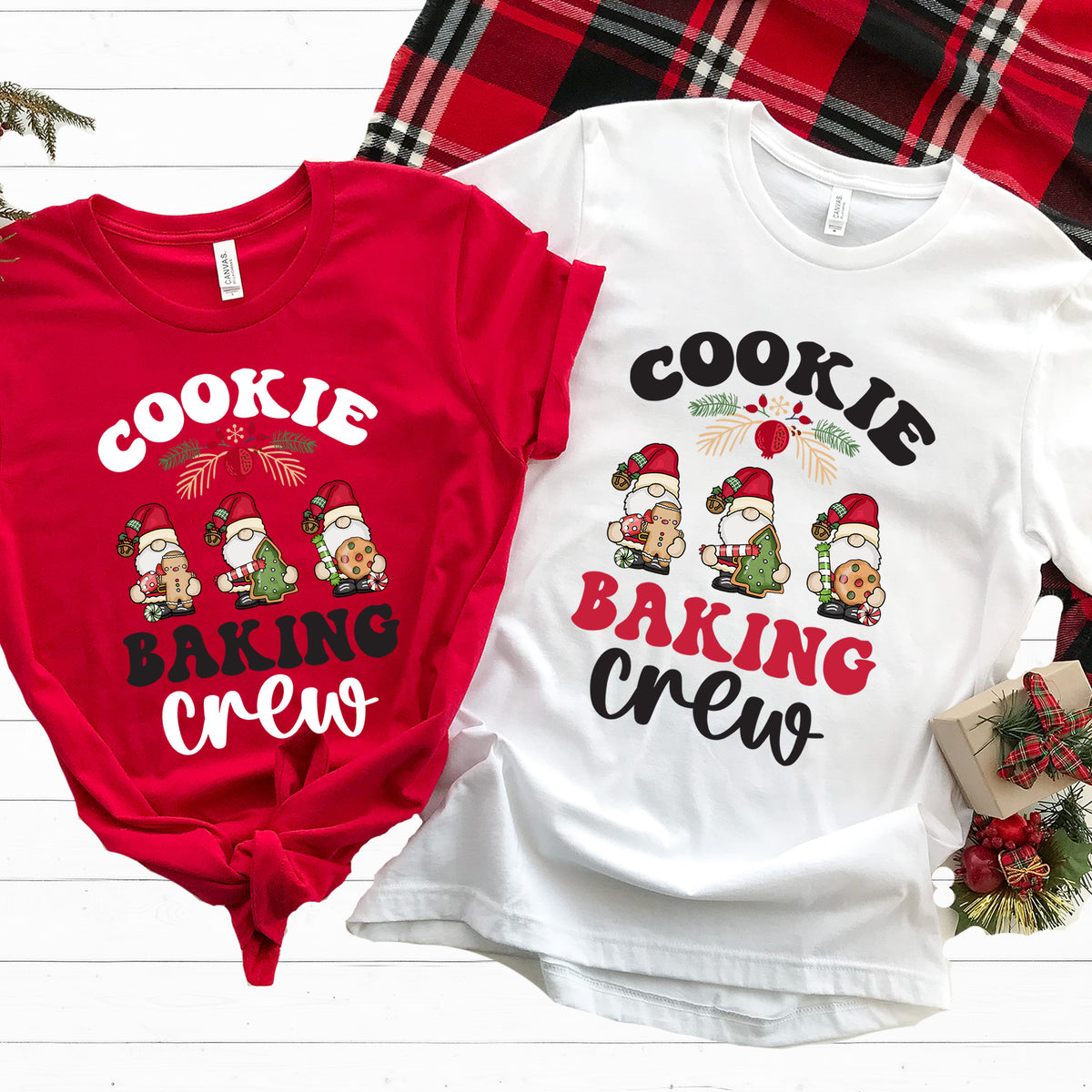 Cookie Baking Crew | Christmas Cookie Shirt | Baking Gift  | Red and White Unisex Jersey T-shirts