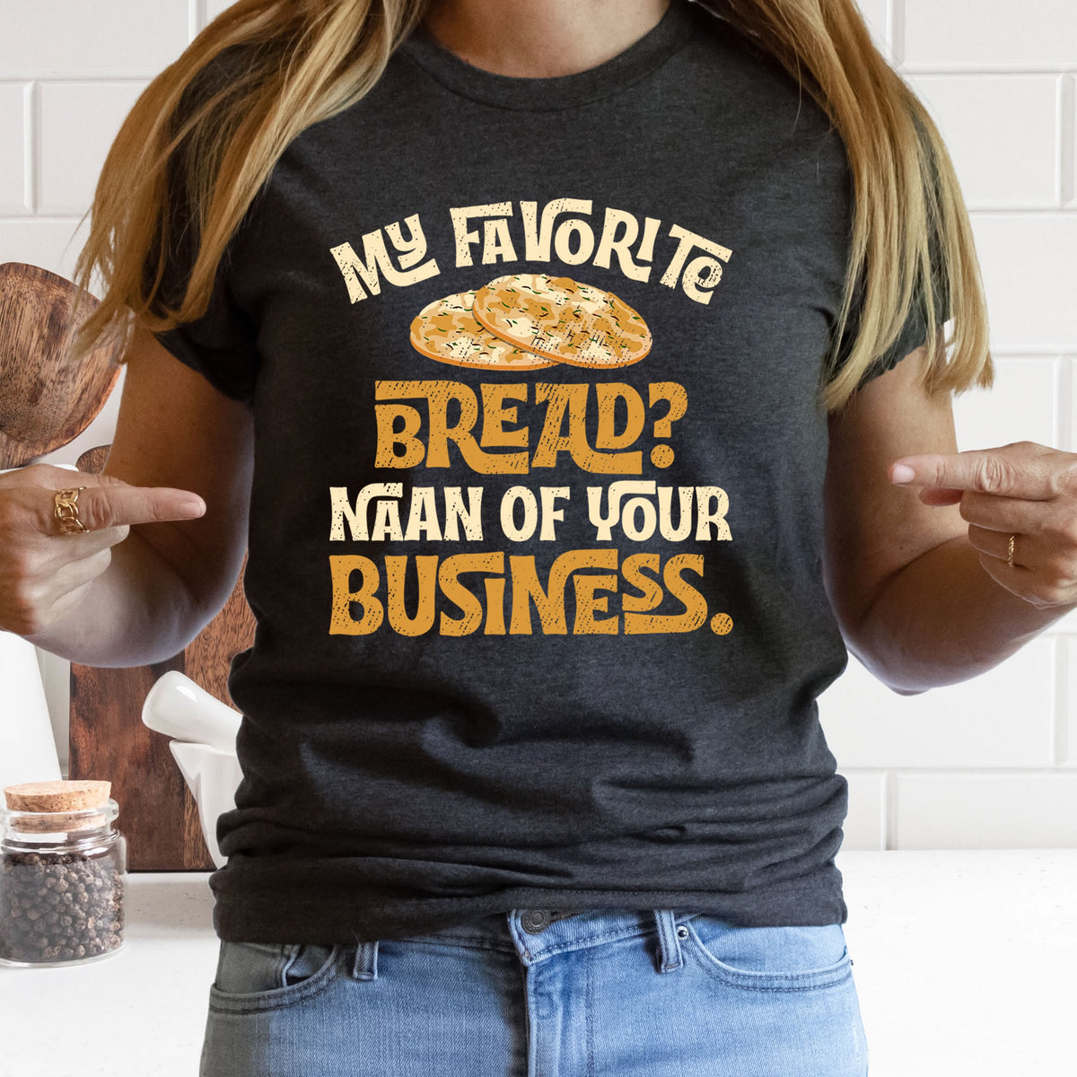 Funny Naan Bread Indian Food Bread Shirt | Heather Dark Grey Unisex Jersey T-shirt