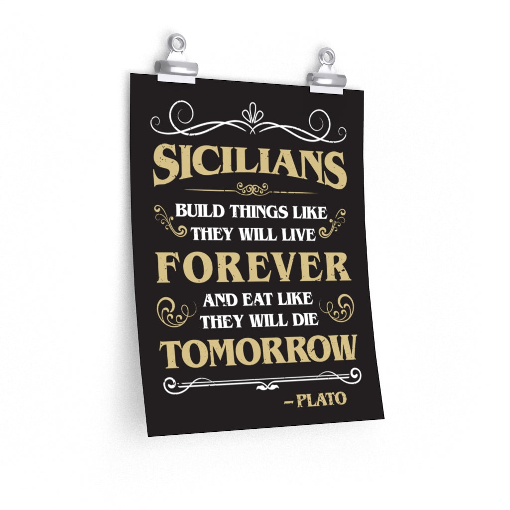 Funny Sicilian Plato Quote Italian Art Print | Sicily Italy Gift  Home Decor | Premium Matte vertical posters