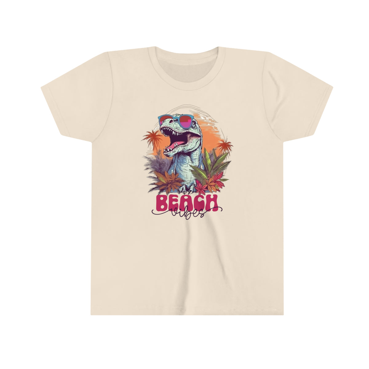 Beach Vibes T Rex Shirt | Funny Dinosaur Shirt | Beach Bum Shirt | Tropical Summer Shirt | Youth Jersey T-shirt