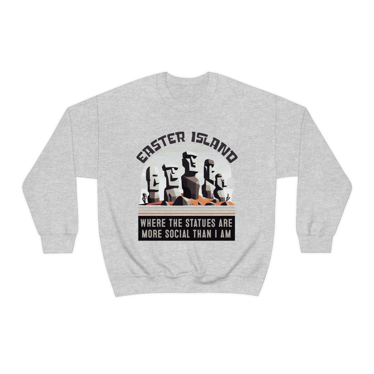 Easter Island Moai Head Introvert Shirt | Funny Antisocial Shirt | Quirky Gifts For Him | Unisex Crewneck Sweatshirt