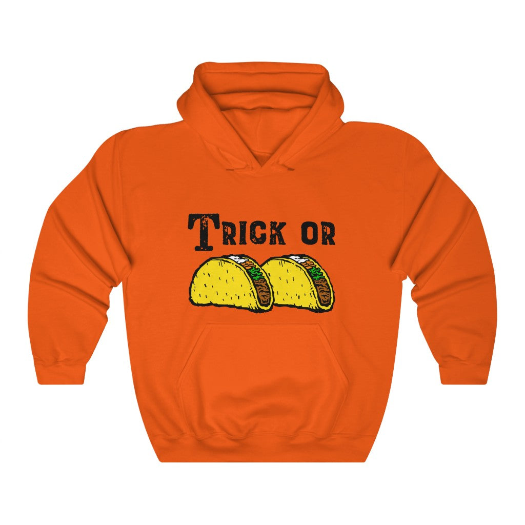 Trick or Tacos Funny Halloween Taco Shirt | Taco Lover Gift | Unisex Hooded Sweatshirt