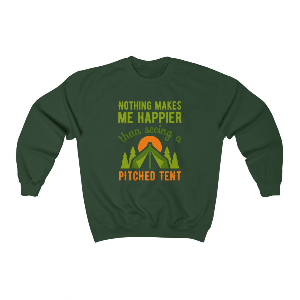 Pitched Tent Funny Camping Adventure Shirt | Happy Camper Gift | Unisex Crewneck Sweatshirt