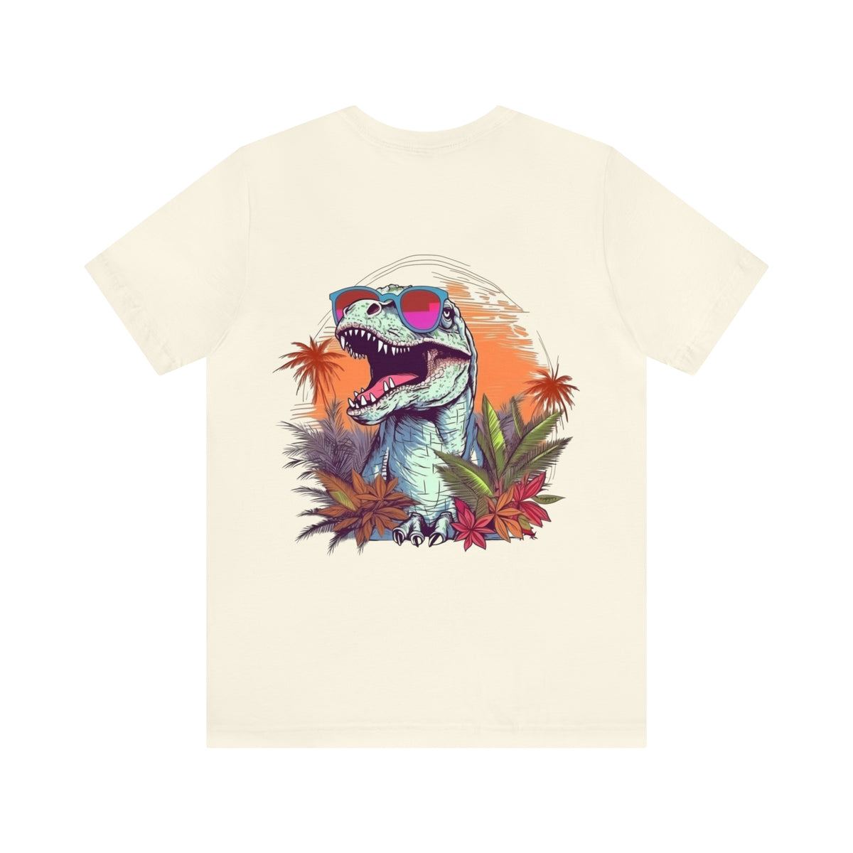 Beach Vibes T Rex Shirt | Funny Dinosaur Shirt | Front and Back Shirt | Tropical Summer Shirt | Pocket Shirt | Unisex Jersey T-shirt