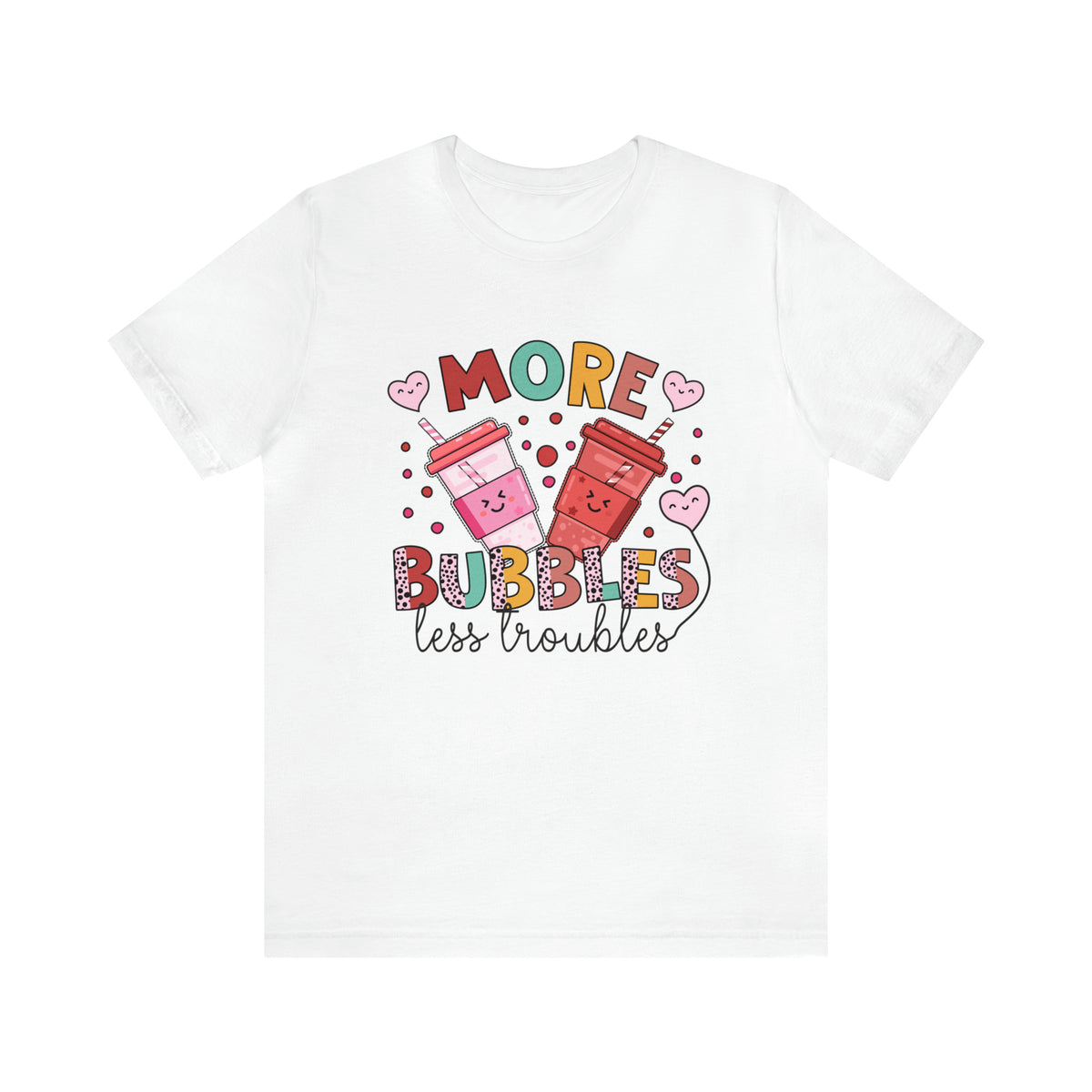 More Bubbles Less Troubles Cute Boba Tea Shirt | Cute Kawaii Shirt Bubble Tea Shirt | Bubble Tea Gift For Her | Unisex Jersey T-shirt
