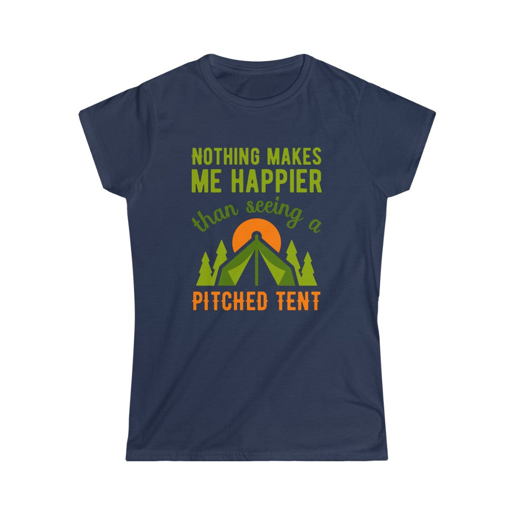 Pitched Tent Funny Camping Adventure Shirt | Happy Camper Gift | Women's Slim-fit Soft Style Tee