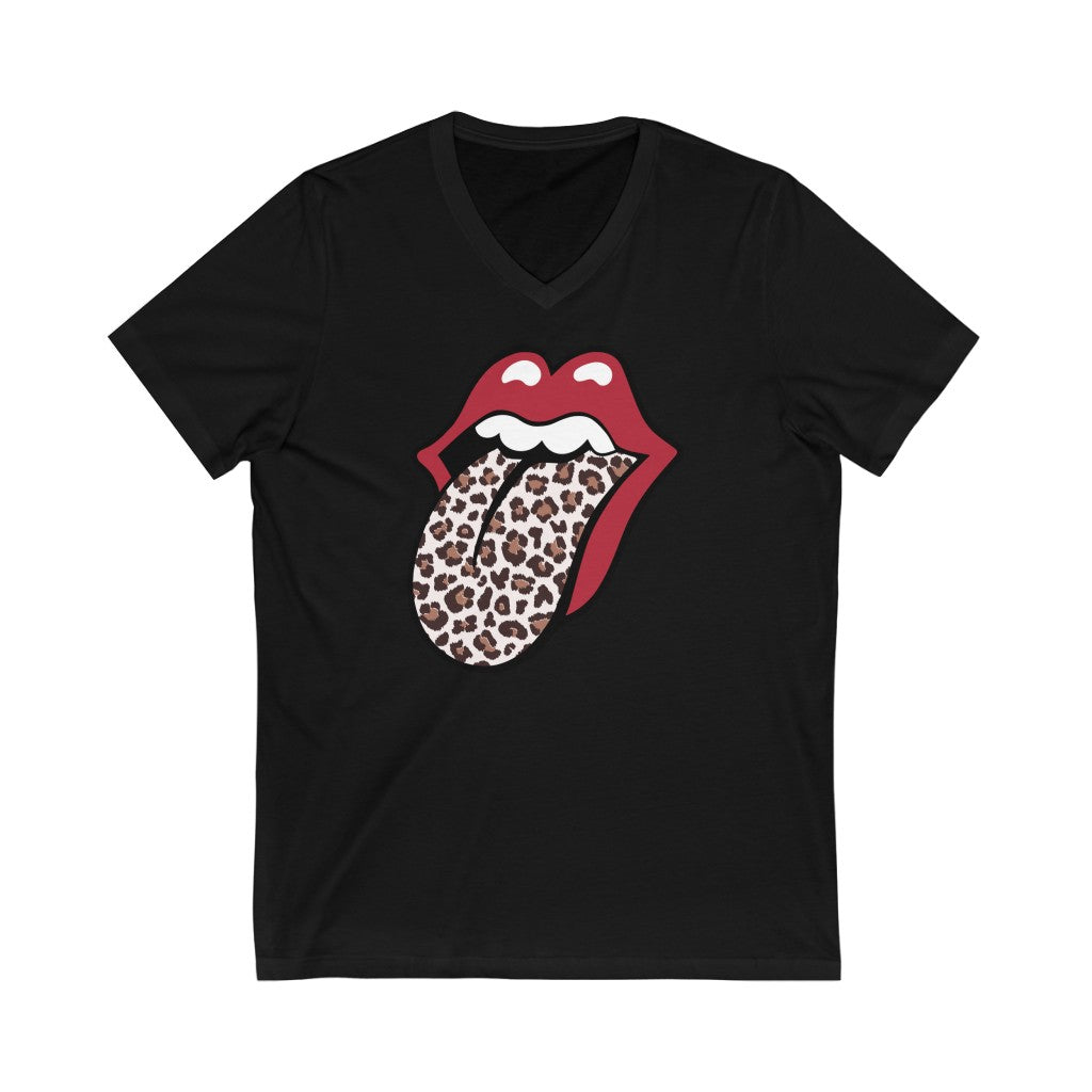 Leopard Print Tongue Red Lips T shirt l Vintage Rock n Roll Gift