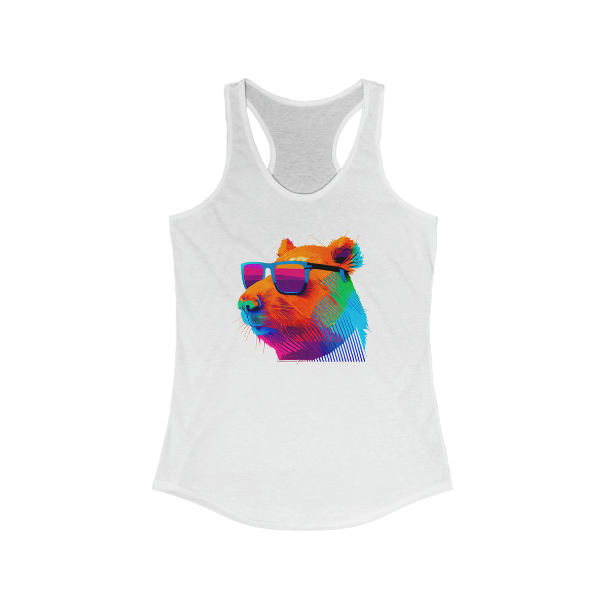 Cool Sunglasses Capybara Shirt | Capybara Lover Gift | Capybara Art Shirt | Retro Capybara Shirt | Women's Slim-fit Racerback Tank TopTop