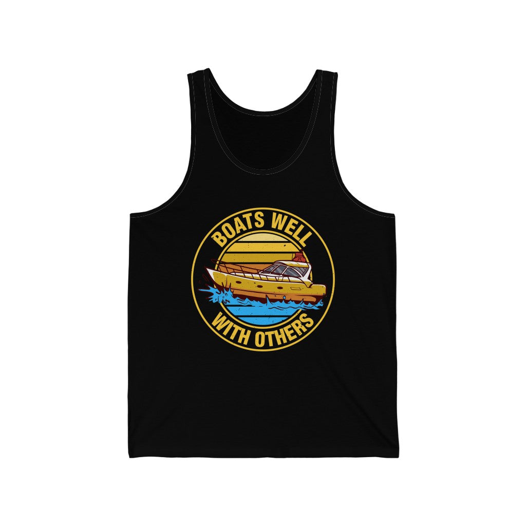 Boats Well With Others Funny Boating Shirt | Bella Canvas Unisex Jersey Tank Top