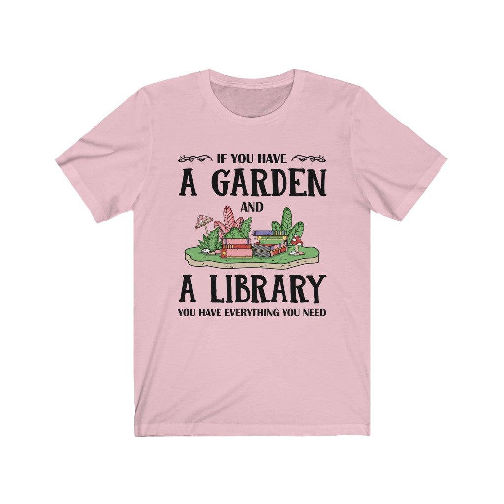 Garden & Library Bookworm Book Shirt | Book Lover Gift | Bella Canvas Unisex Jersey T-shirt