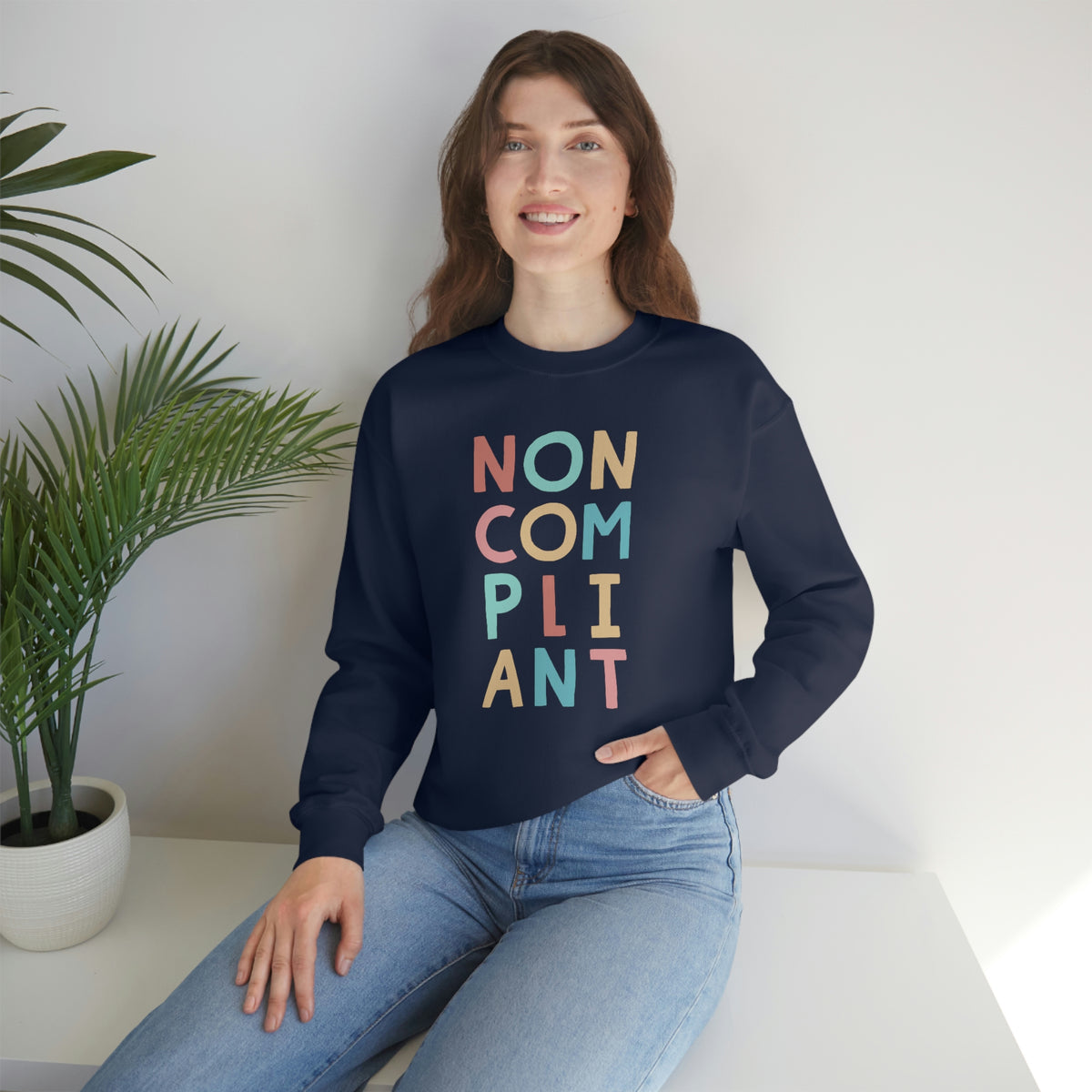 Noncompliant Protest Shirt | Coworker Gift For Her | Minimalist Shirt | Quirky Gifts | Unisex Crewneck Sweatshirt