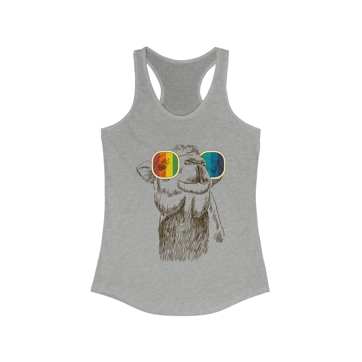 Camel Retro Rainbow Funny Aesthetic Shirt | Joe Cool Gifts | Women's Slim-fit Racerback Tank Top